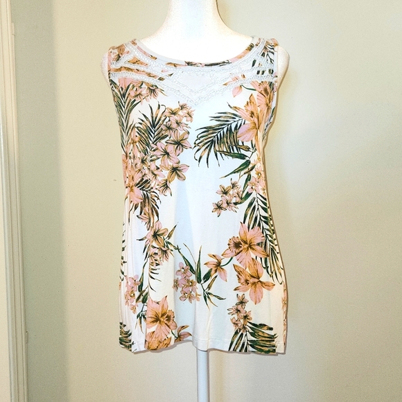 Maurices~Tropical Mesh Yoke Tank size Lg - Picture 2 of 10